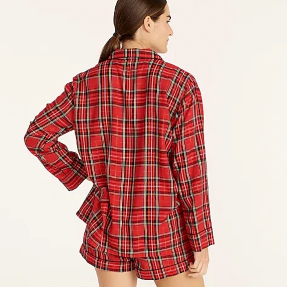 Jcrew Flannel pajama short set in Good Tidings plaid - Picture 2 of 4